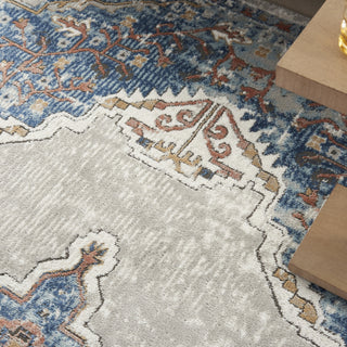 Nourison Quarry QUA12 Blue Grey Area Rug Corner Image