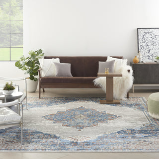 Nourison Quarry QUA12 Blue Grey Area Rug Room Image Feature