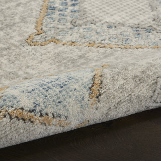 Nourison Quarry QUA14 Ivory Grey Blue Area Rug Corner Image
