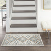 Nourison Quarry QUA14 Ivory Grey Blue Area Rug Corner Image