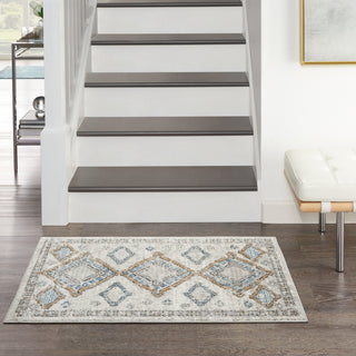Nourison Quarry QUA14 Ivory Grey Blue Area Rug Corner Image