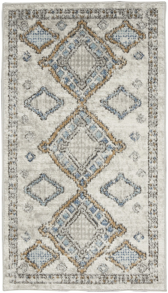 Nourison Quarry QUA14 Ivory Grey Blue Area Rug main image