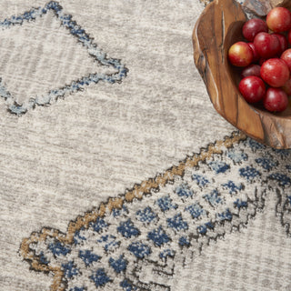Nourison Quarry QUA14 Ivory Grey Blue Area Rug Corner Image