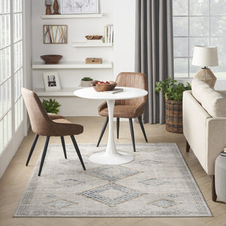 Nourison Quarry QUA14 Ivory Grey Blue Area Rug Room Image Feature
