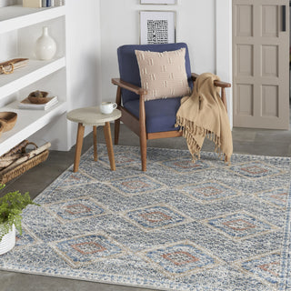 Nourison Quarry QUA16 Blue Ivory Area Rug Corner Image