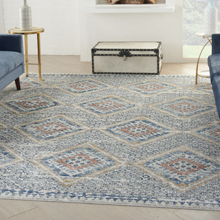 Nourison Quarry QUA16 Blue Ivory Area Rug Corner Image