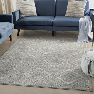 Nourison Quarry QUA16 Grey Ivory Blue Area Rug Corner Image