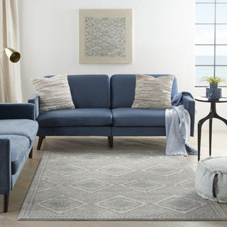 Nourison Quarry QUA16 Grey Ivory Blue Area Rug Room Image Feature
