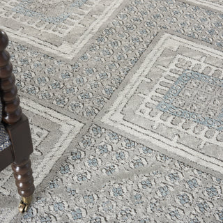 Nourison Quarry QUA16 Grey Ivory Blue Area Rug Corner Image