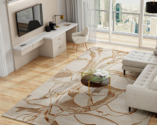 Bashian Greenwich R129-HG365 Beige Area Rug Lifestyle Image Feature