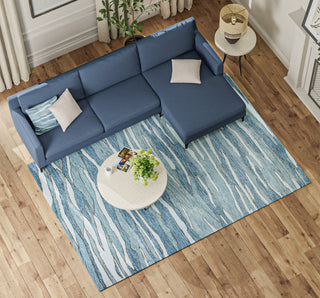 Bashian Greenwich R129-HG374 Blue Area Rug Lifestyle Image Feature