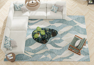 Bashian Greenwich R129-HG379 Aqua Area Rug Lifestyle Image Feature