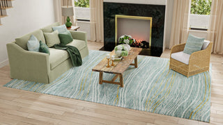 Bashian Greenwich R129-HG386 Teal Area Rug Lifestyle Image Feature