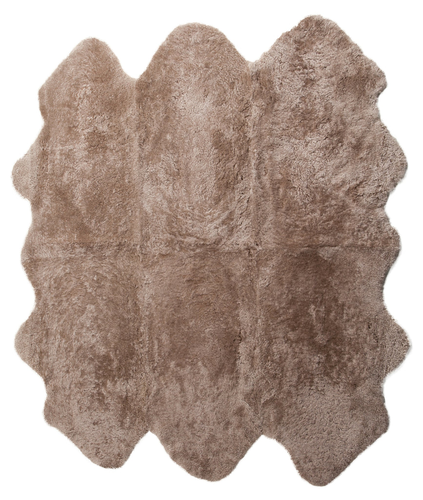 Auskin Short Wool Curly Sheepskin Premium Taupe Area Rug main image