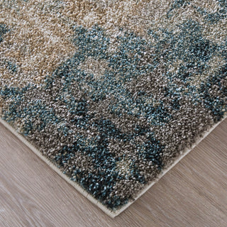 Feizy Richmond 39R6F Gray/White/Blue Area Rug Corner Image with Rug Pad