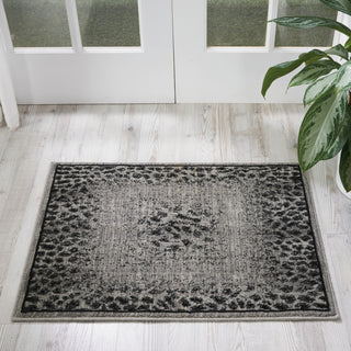 Nourison Riviera RI07 Grey Black Area Rug Corner Image