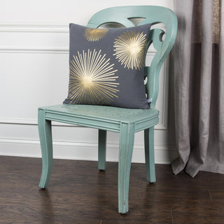 Rizzy Pillows T11964 Grey/ Metallic Gold by Rachel Kate Edge Image