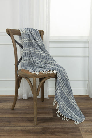 Rizzy Throws TH0825 Blue / Natural Throw Edge Image