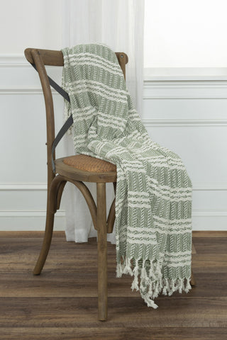 Rizzy Throws TH0827 Green / Natural Throw Edge Image
