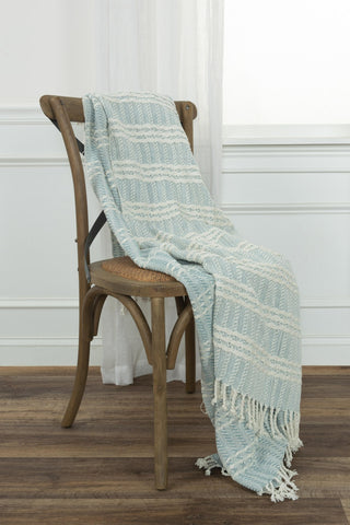 Rizzy Throws TH0831 Light Blue / Natural Throw Edge Image