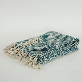 Rizzy Throws TH0854 Teal / Natural Throw Detail Image