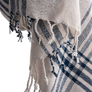 Rizzy Throws TH1038 Natural / Deep Dark Blue Throw Corner Image