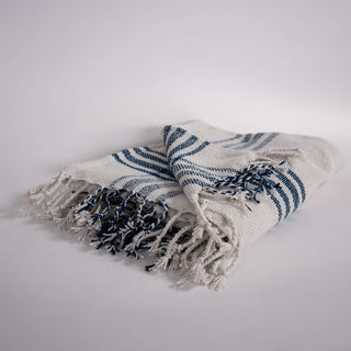 Rizzy Throws TH1038 Natural / Deep Dark Blue Throw Room Image Feature