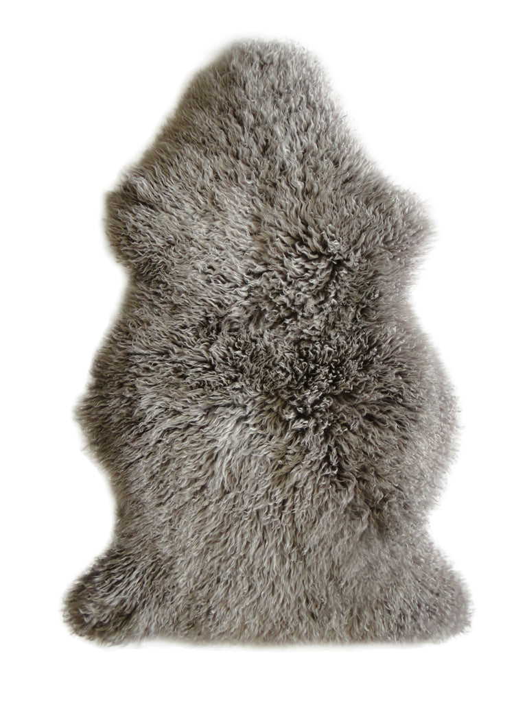 Auskin Long Wool Curly Sheepskin Premium Bark Area Rug main image