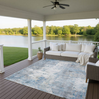 Dalyn Ravenna RN1 Blue Machine Washable Area Rug Outdoor Lifestyle Image Feature