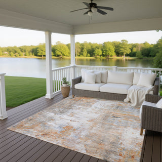 Dalyn Ravenna RN1 Copper Machine Washable Area Rug Outdoor Lifestyle Image Feature