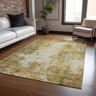 Dalyn Ravenna RN1 Olive Machine Washable Area Rug Lifestyle Image Feature