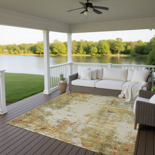 Dalyn Ravenna RN1 Olive Machine Washable Area Rug Outdoor Lifestyle Image Feature