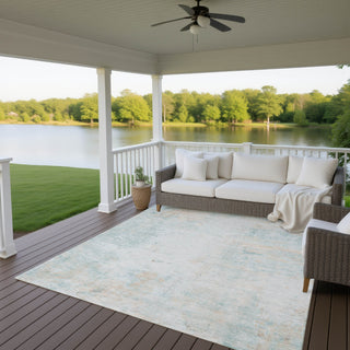 Dalyn Ravenna RN1 Seafoam Machine Washable Area Rug Outdoor Lifestyle Image Feature