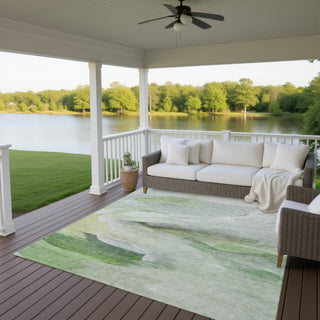 Dalyn Ravenna RN11 Aloe Machine Washable Area Rug Outdoor Lifestyle Image Feature