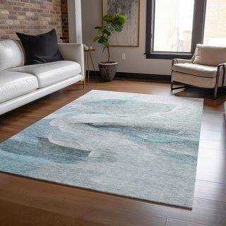 Dalyn Ravenna RN11 Teal Machine Washable Area Rug Lifestyle Image Feature