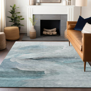 Dalyn Ravenna RN11 Teal Machine Washable Area Rug Lifestyle Image Feature