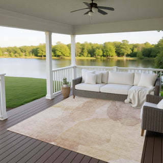 Dalyn Ravenna RN12 Coral Machine Washable Area Rug Outdoor Lifestyle Image Feature