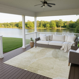 Dalyn Ravenna RN12 Putty Machine Washable Area Rug Outdoor Lifestyle Image Feature