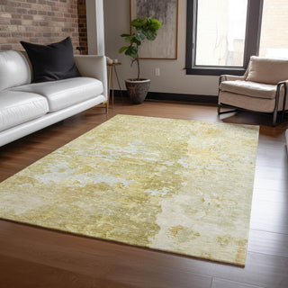 Dalyn Ravenna RN3 Gold Machine Washable Area Rug Lifestyle Image Feature