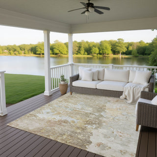 Dalyn Ravenna RN3 Khaki Machine Washable Area Rug Outdoor Lifestyle Image Feature