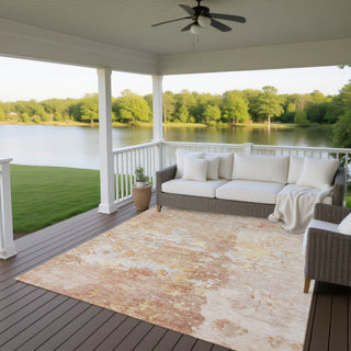 Dalyn Ravenna RN3 Salmon Machine Washable Area Rug Outdoor Lifestyle Image Feature
