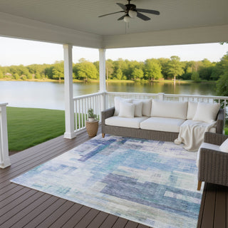 Dalyn Ravenna RN6 Blue Machine Washable Area Rug Outdoor Lifestyle Image Feature
