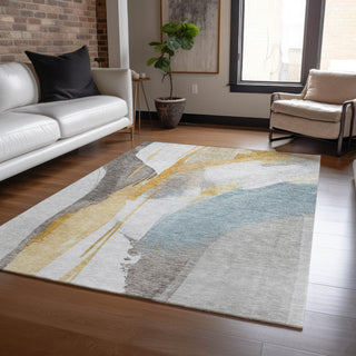 Dalyn Ravenna RN7 Gold Machine Washable Area Rug Lifestyle Image Feature