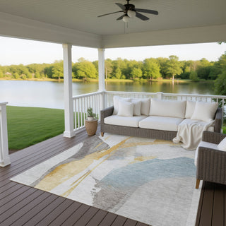 Dalyn Ravenna RN7 Gold Machine Washable Area Rug Outdoor Lifestyle Image Feature