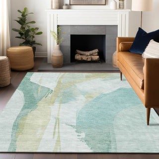 Dalyn Ravenna RN7 Teal Machine Washable Area Rug Lifestyle Image Feature