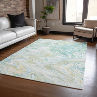 Dalyn Ravenna RN8 Sky Machine Washable Area Rug Lifestyle Image Feature