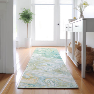 Dalyn Ravenna RN8 Sky Machine Washable Area Rug Runner Lifestyle Image Feature