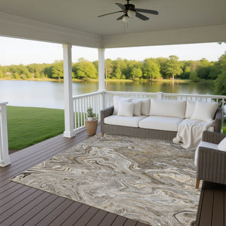 Dalyn Ravenna RN8 Taupe Machine Washable Area Rug Outdoor Lifestyle Image Feature