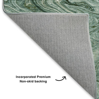 Dalyn Ravenna RN8 Teal Machine Washable Area Rug Backing Image