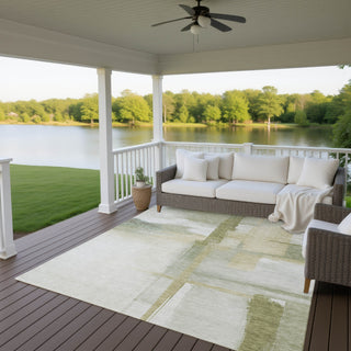 Dalyn Ravenna RN9 Aloe Machine Washable Area Rug Outdoor Lifestyle Image Feature